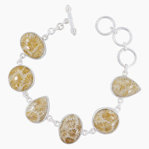 925 Sterling Silver Fossil Coral Bracelets