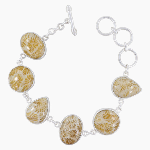 925 Sterling Silver Fossil Coral Bracelets
