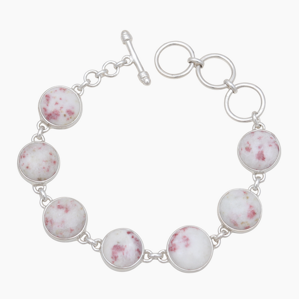 925 Sterling Silver Pink Thulite Bracelets
