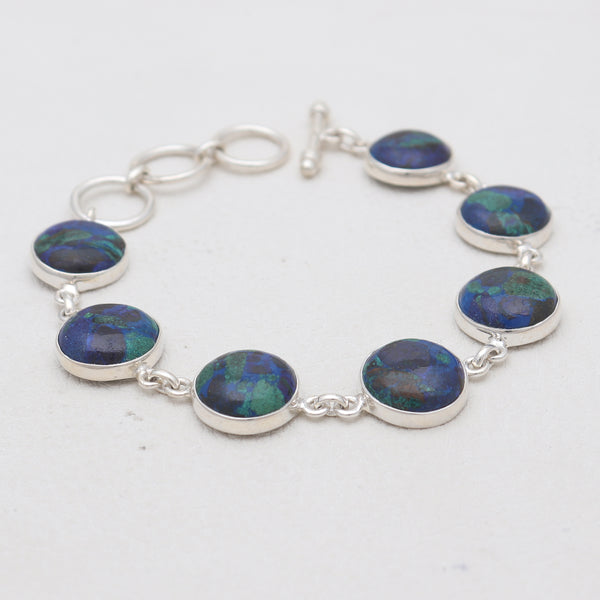 Azurite Malachite Silver Bracelets