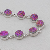 Natural Titanium Druse Bracelet for Women 925 Sterling Silver