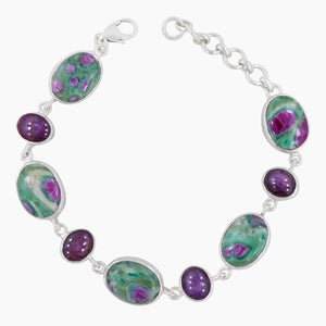 Ruby Zoisite & Star Ruby Silver Bracelets