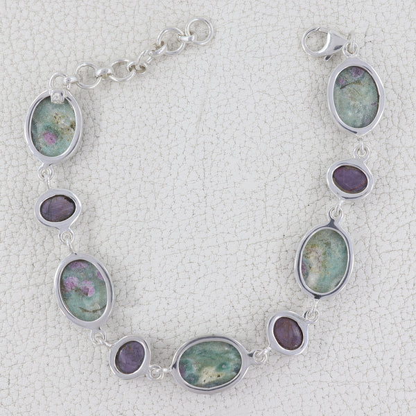 Ruby Zoisite & Star Ruby Silver Bracelets