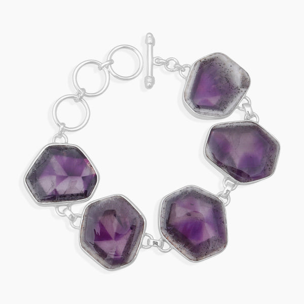 Amethyst Crystal Quartz Silver Bracelets