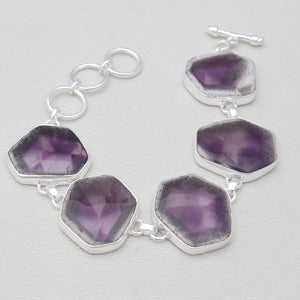 Amethyst Crystal Quartz Silver Bracelets