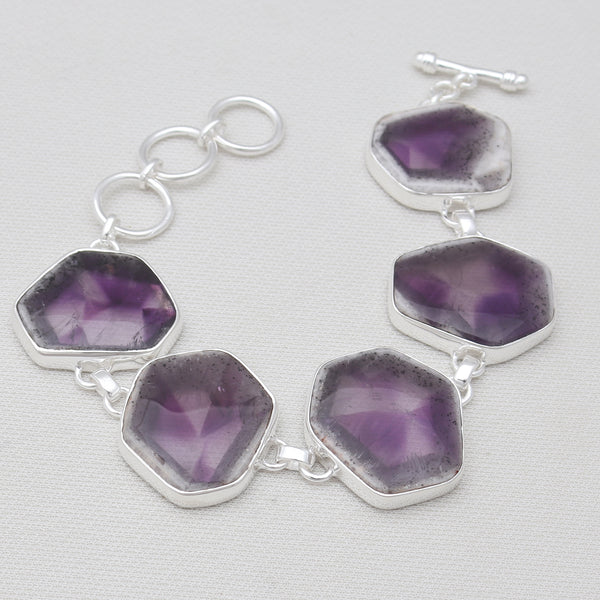 Amethyst Crystal Quartz Silver Bracelets