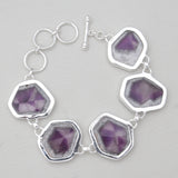 Amethyst Crystal Quartz Silver Bracelets