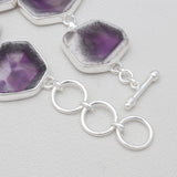 Amethyst Crystal Quartz Silver Bracelets