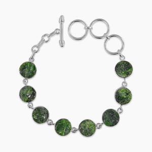 Raw Chrome Diopside Silver Bracelets