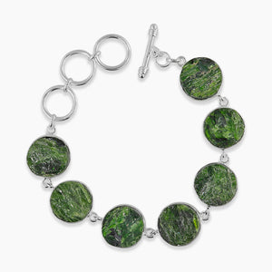 Raw Chrome Diopside Silver Bracelets