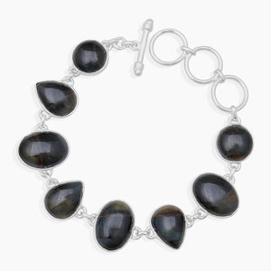 Black Tiger Eye Silver Plain Bracelets