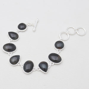 Black Tiger Eye Silver Plain Bracelets