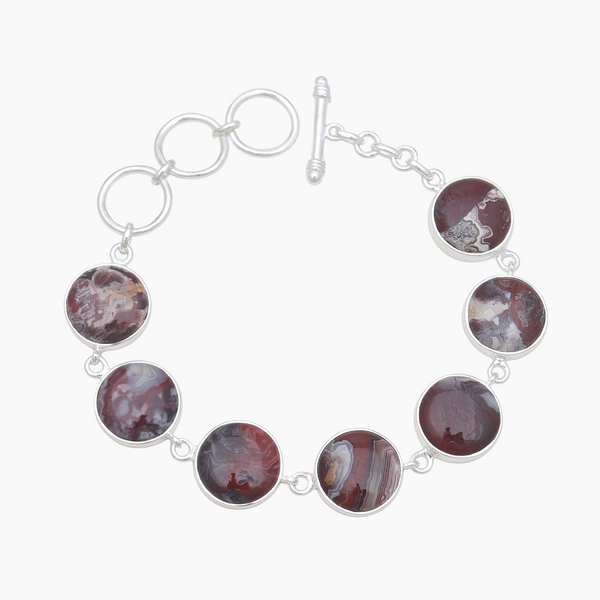 Crazy Lace Agate Silver Bracelets