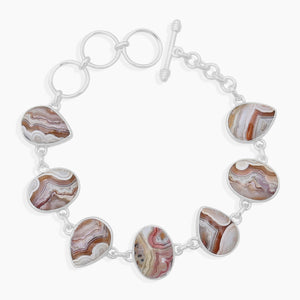 Crazy Lace Agate Silver Bracelets