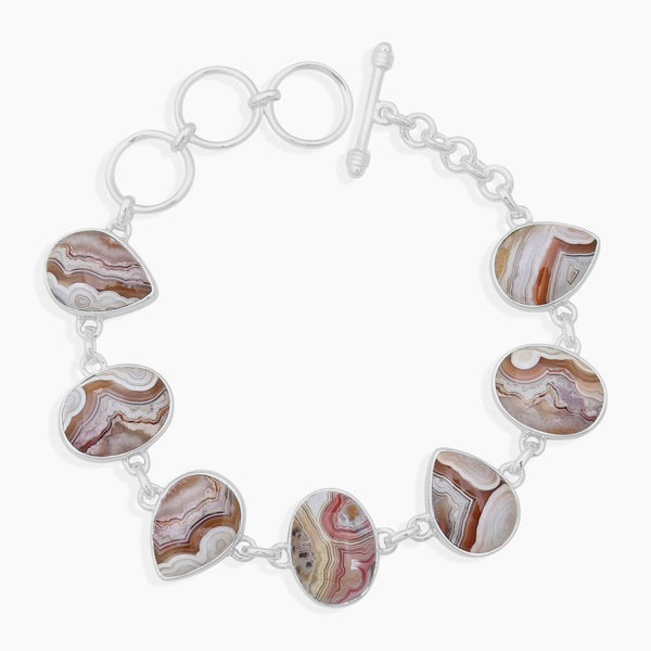 Crazy Lace Agate Silver Bracelets