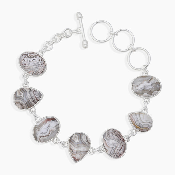 Crazy Lace Agate Silver Bracelets