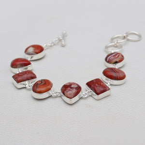 Crazy Lace Agate Silver Bracelets