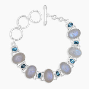 Rainbow Moonstone Silver Bracelets