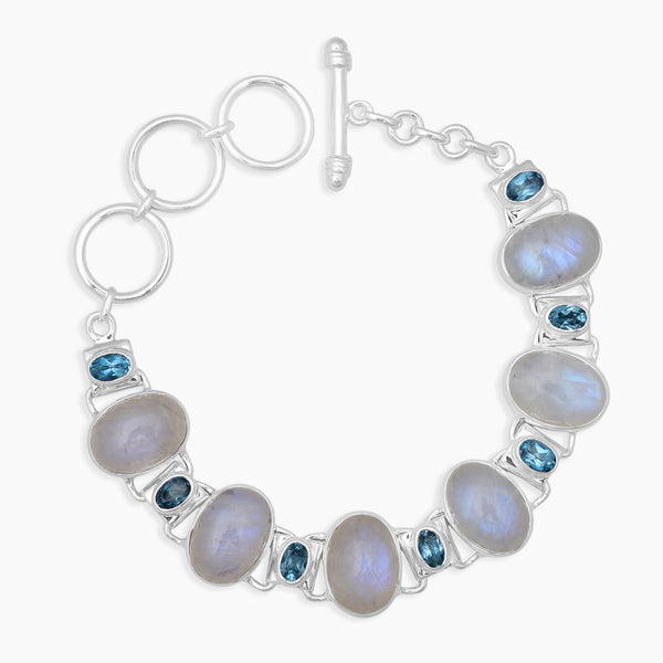 Rainbow Moonstone Silver Bracelets