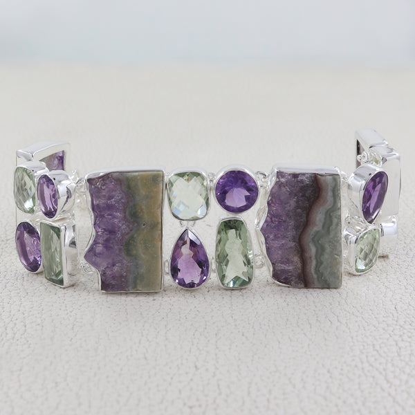 Amethyst Slice Silver Bracelets