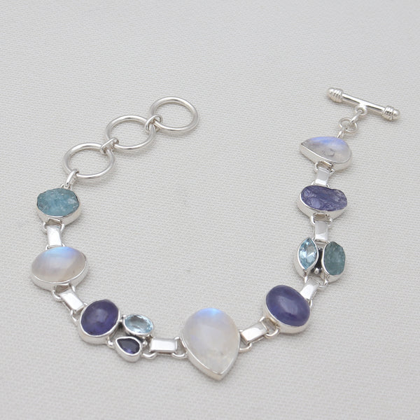 Rainbow Moonstone Silver Bracelets