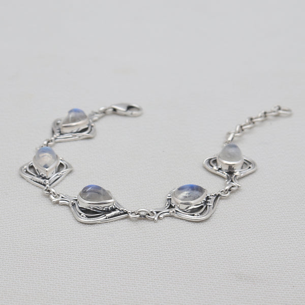 Rainbow Moonstone Silver Bracelets