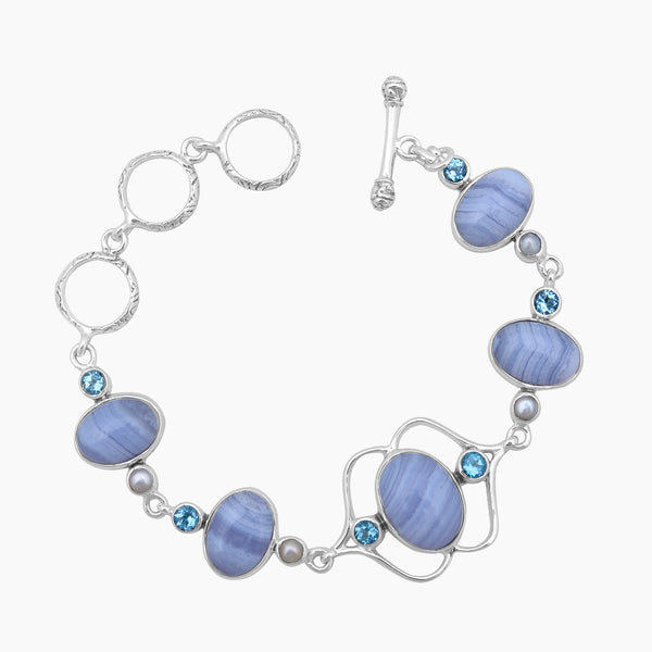Blue Lace Agate Silver Bracelets