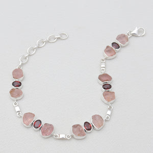 Rose Quartz & Garnet Silver Bracelets