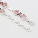 Rose Quartz & Garnet Silver Bracelets