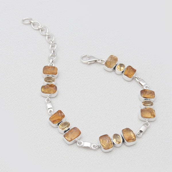 Rough Citrine Silver Bracelets