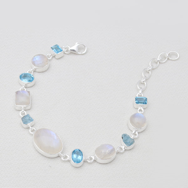 Rainbow Moonstone Silver Bracelets