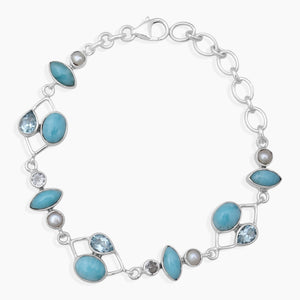 Larimar & Blue Topaz Silver Bracelets