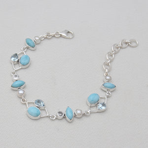 Larimar & Blue Topaz Silver Bracelets