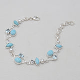 Larimar & Blue Topaz Silver Bracelets