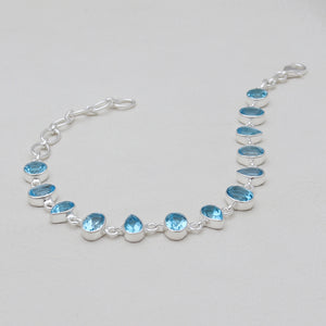 Natural Blue Topaz Silver Bracelets