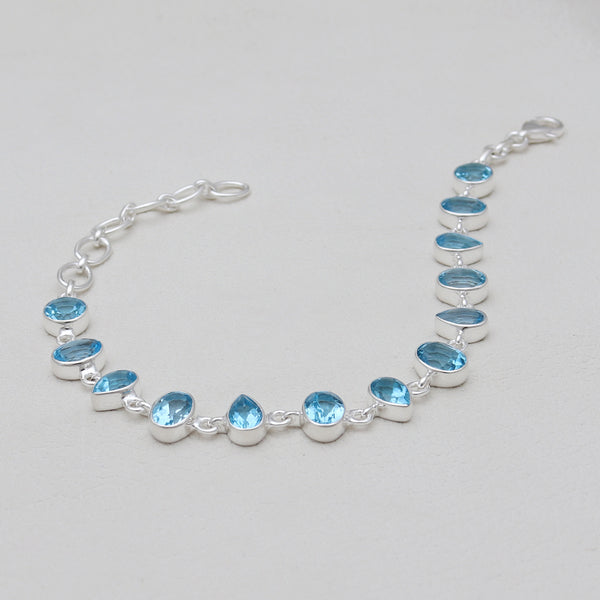Natural Blue Topaz Silver Bracelets