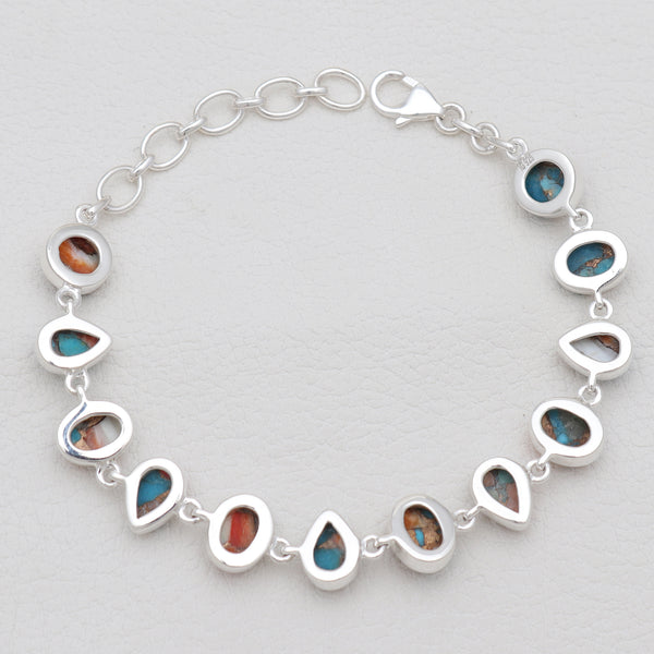 Turquoise Spiny Oyster Silver Bracelets