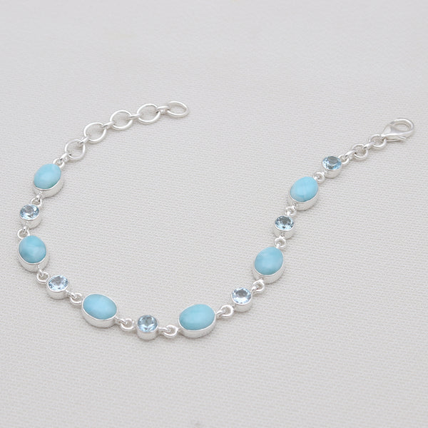 Larimar & Blue Topaz Silver Bracelets