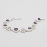 Amethyst & Rainbow Moonstone Silver Bracelets
