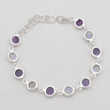 Amethyst & Rainbow Moonstone Silver Bracelets