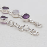 Amethyst & Rainbow Moonstone Silver Bracelets