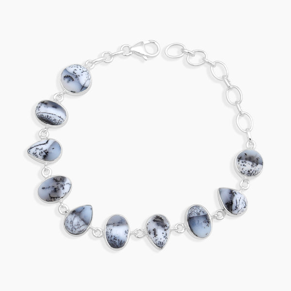 Natural Dendritic Opal Silver Bracelets