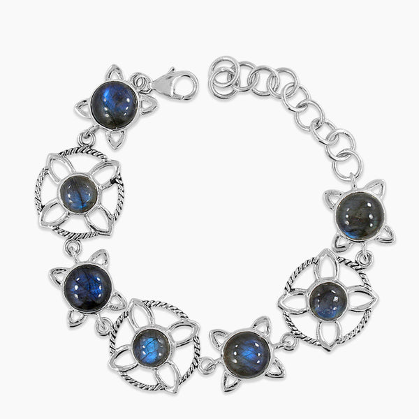 Larimar & Rainbow Moonstone Silver Bracelets