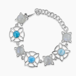 Larimar & Rainbow Moonstone Silver Bracelets