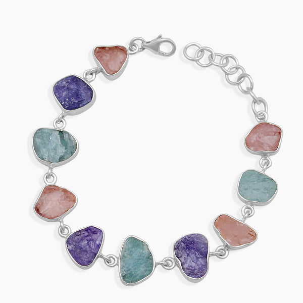 Tanzanite & Rose Quartz Silver Bracelets