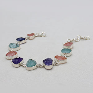 Tanzanite & Rose Quartz Silver Bracelets