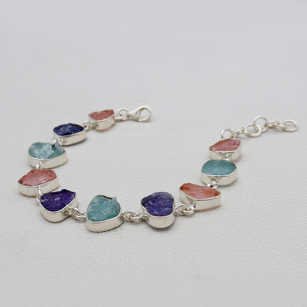 Tanzanite & Rose Quartz Silver Bracelets