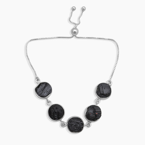 Black Tourmaline Silver Chain Bracelets