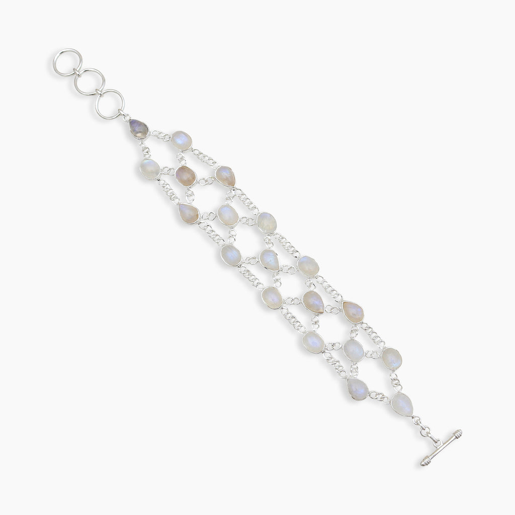 Rainbow Moonstone Silver Bracelets