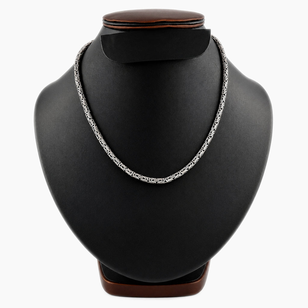 925 Silver Byzantine Chain Necklace 18" Inches